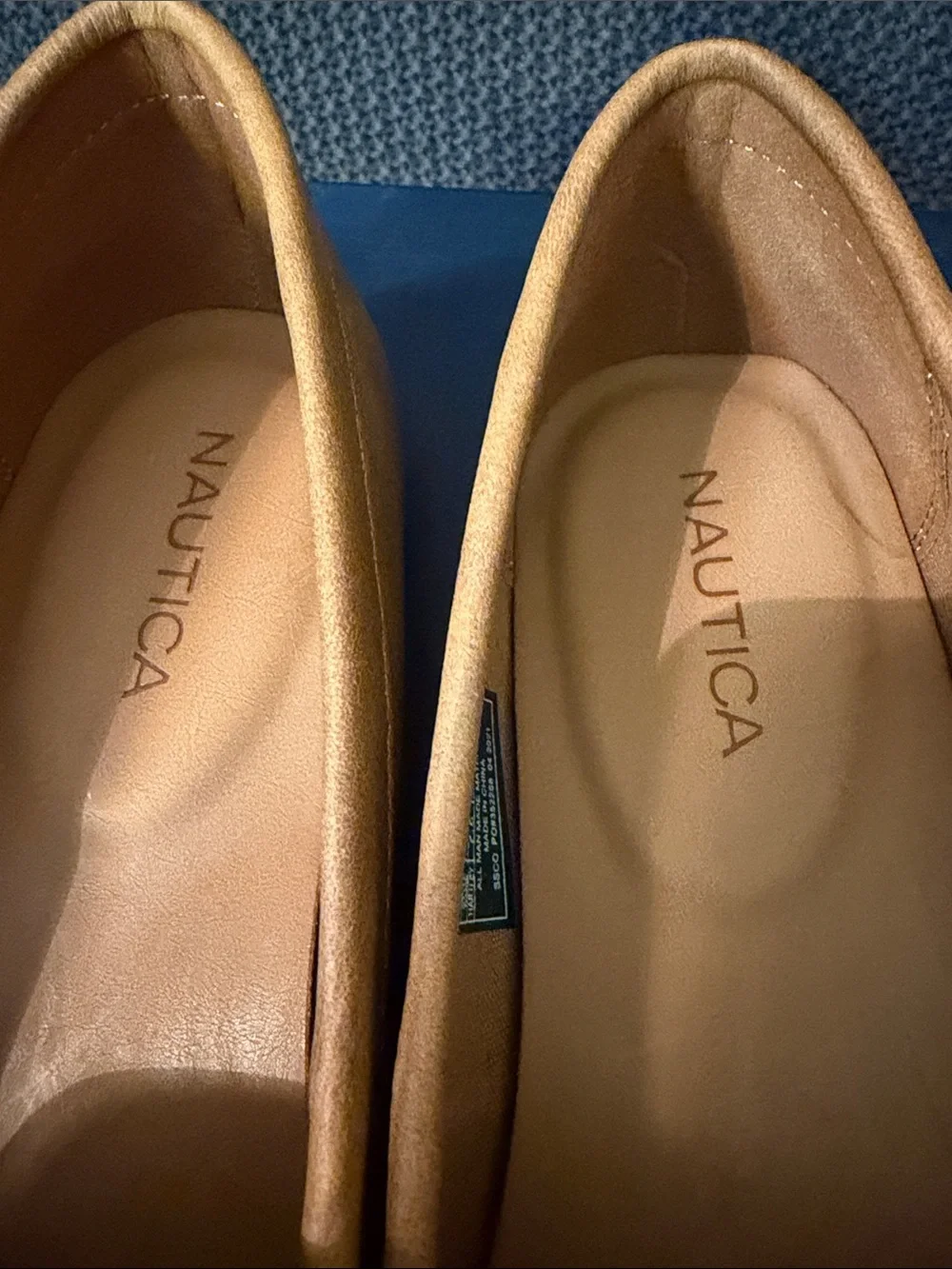 Women’s Tan Suede Slip-On Loafers with Gold Accent
